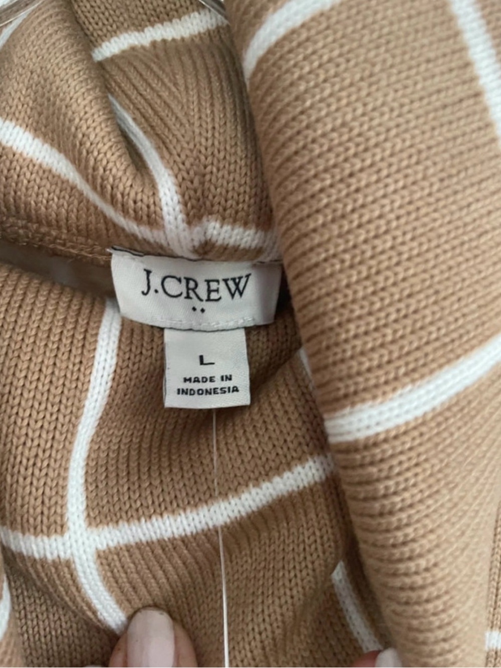 J. Crew Camel and White Grid Turtleneck Sweater - Picture 3 of 3